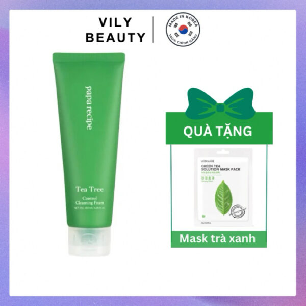 Sữa rửa mặt tràm trà giảm mụn Papa recipe Tea Tree Control Cleansing Foam 120ml